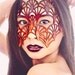Fan leather mask in orange, red and black