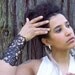 Cuff "Floral" in black leather 6-1/2" wrist