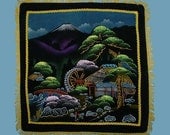 Vintage 40s 50s Hand Painted Japanese Pillow Cover