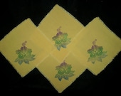Vintage 40s Hawaiian Hibiscus Napkins Set 4