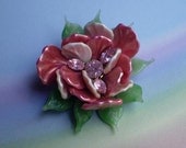 Vintage 60s Regency Pink Flower Pin - TheSpectrum