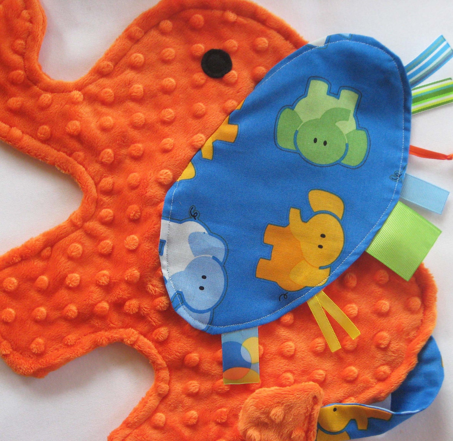 Ollie Orange Elephant Sensory Security Lovey
