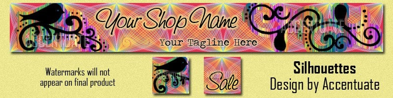 SILHOUETTES ------ Premade Etsy Shop Banner Avatar Set - One Of A Kind (OOAK) & Fabulous - by Accentuate
