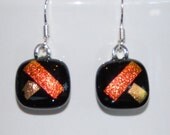 Sale Dichroic Fused Glass Earrings Copper and Black Handmade Jewelry Gift