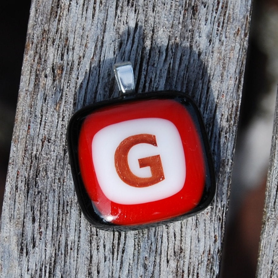 G for Georgia Bulldog Pendant Handmade Jewelry - Fused Glass Pendant