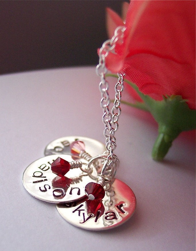 DISC ONLY 1 child (1 small disc) for Mom hand stamped silver disc necklace -no necklace