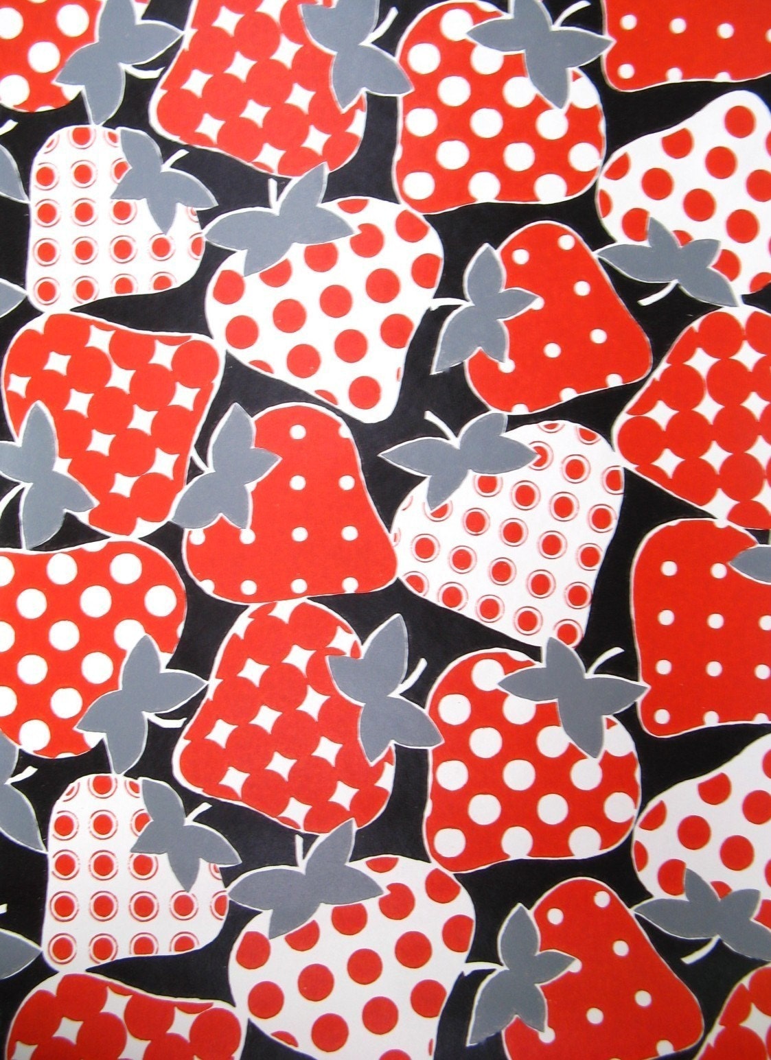 vintage wallpaper - super strawberries - per yard