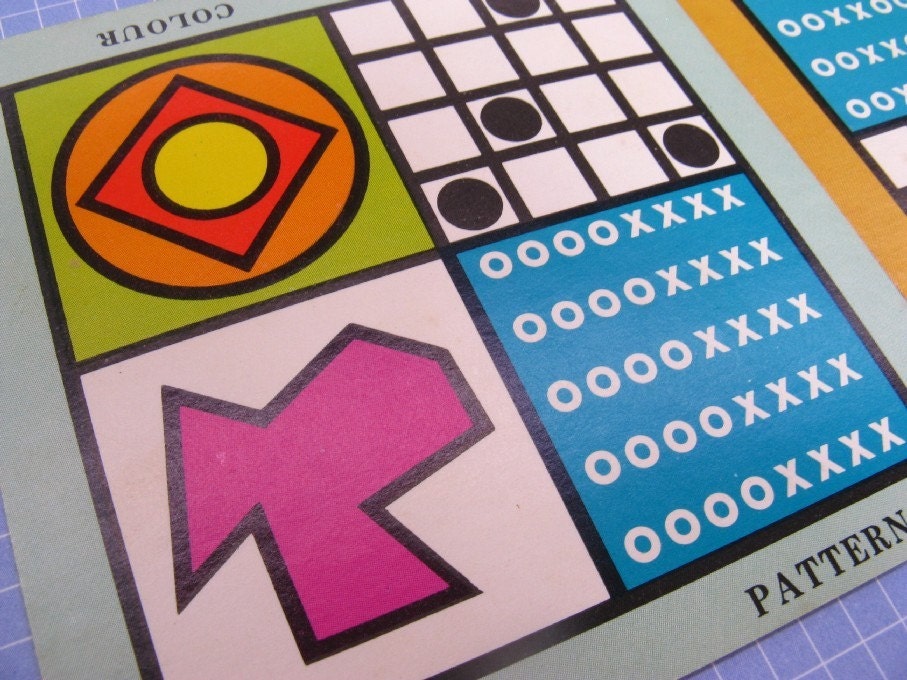 vintage game cards - graphic cardboard squares