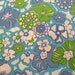 vintage fabric - blue green and white scattered flroal