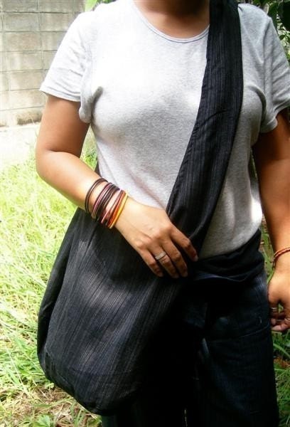 BiG STRIPED BlaCK  CoTToN bAg -One bag For All Things