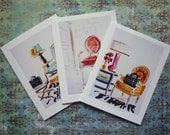 Sketchbook Interiors...Note Card Instant Collection