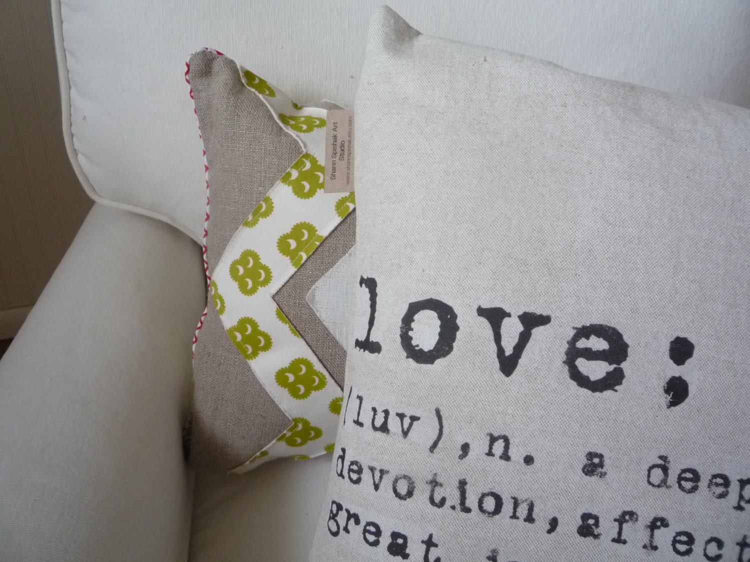 Decorative Pillow Cover Love Joy Hope Cotton Modern Accent- Made to Order-  Pillow Insert Not Included