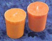 Two Palm Wax Votive Candles in Two Oranges