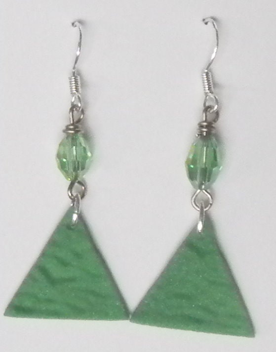 Swarovski Crystal and Green GlasClay Earrings
