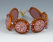 Venetian Polymer Clay Bracelet, Mauve, Pink, and Gold