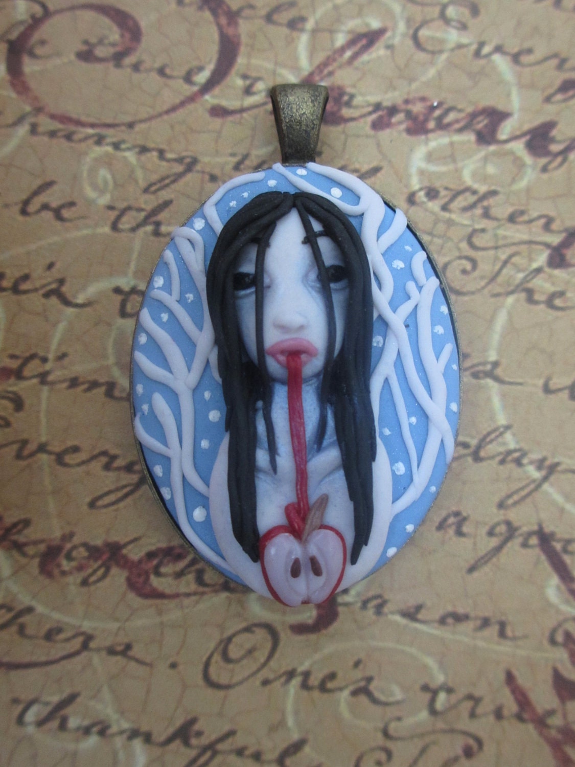 Snow Glass Apples OOAK- One of a kind- art sculpture pendant