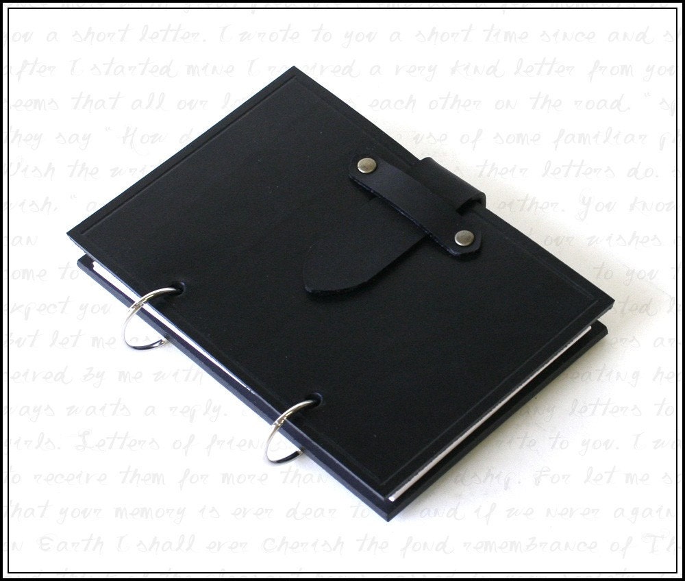 Black Leather Ring Binder Journal for 4 x 6 Index by julieboyles