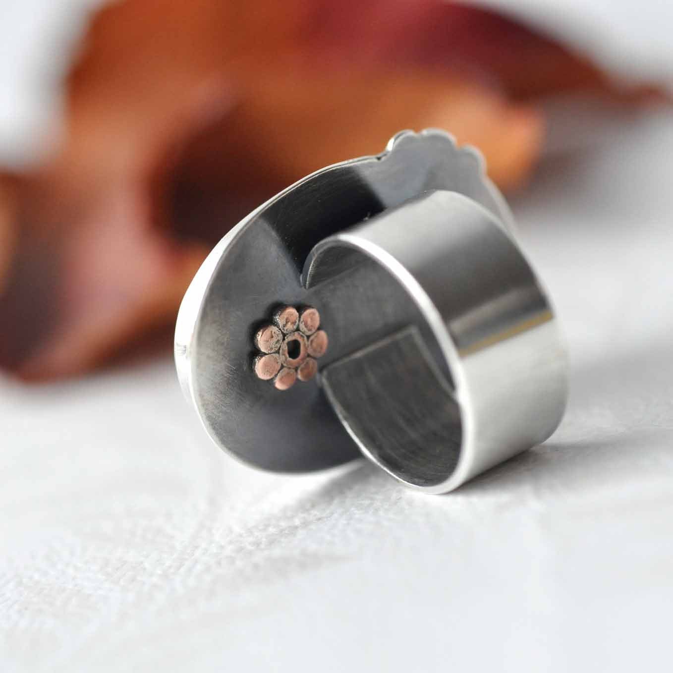 Silver ring - Sterling 925 - Agate - Pink - size 5,5