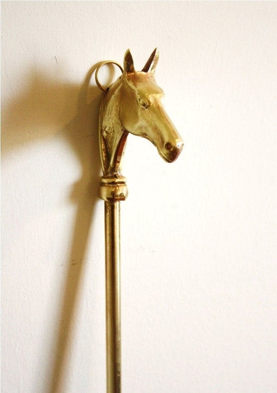 Long brass horse head shoe horn by highstreetmarket on Etsy