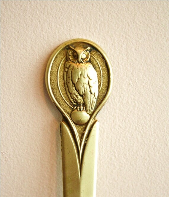 Vintage brass owl letter opener by highstreetmarket on Etsy