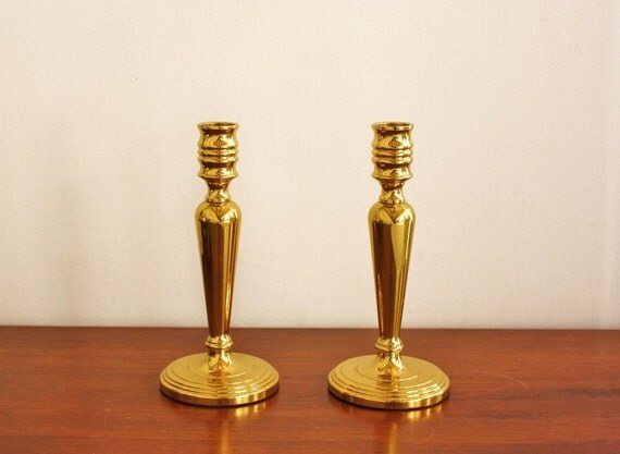Set of Baldwin brass candlesticks by highstreetmarket on Etsy