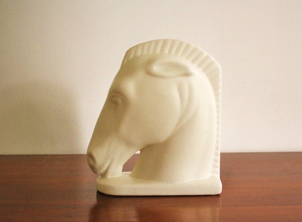 1960s large white ceramic horse head sculpture by highstreetmarket