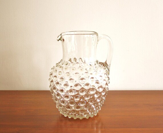 Vintage Hobnail clear glass pitcher by highstreetmarket on Etsy