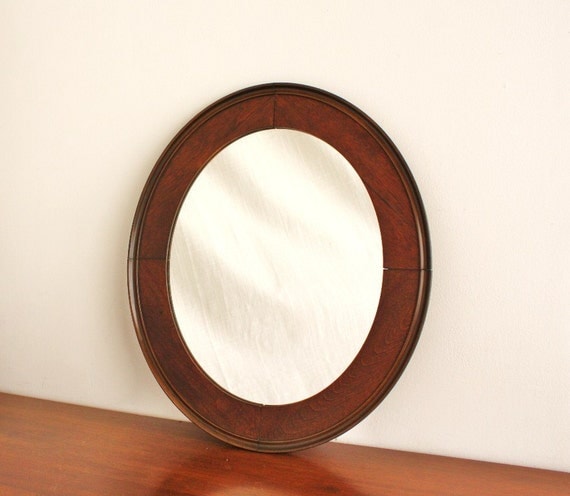 Vintage oval mirror with solid wood frame by highstreetmarket