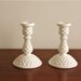 Vintage pair of white milk glass candlesticks