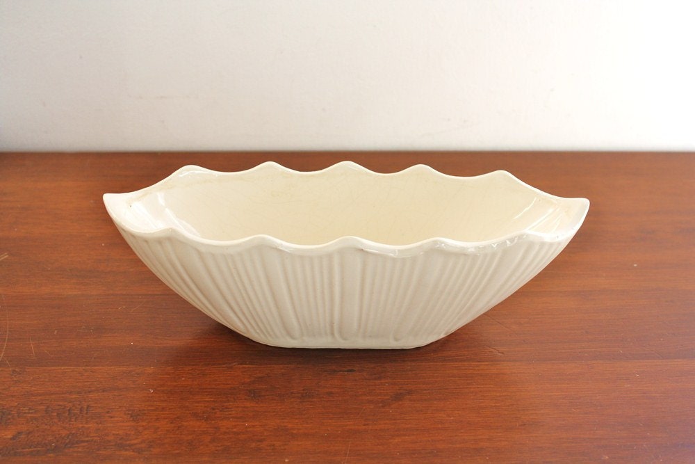 Vintage white ceramic planter, USA Pottery