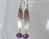 Hammered Dangle Earrings--Amethyst