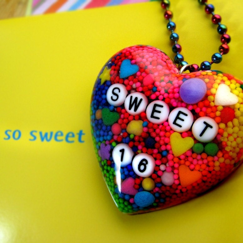 The Sweet Sixteen Necklace.... a big resin heart pendant handmade by isewcute