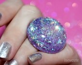 Pansy Resin Beach Vacation Jewelry Fairy Sparkle Glitter Dome Handmade Ring by isewcute on Etsy