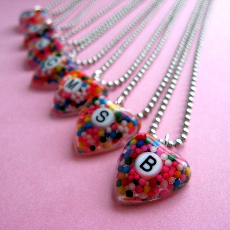Personalized with Your Initial or Letter ...Original Mini Sugarlove Sprinkles Heart Keepsake Necklace by isewcute