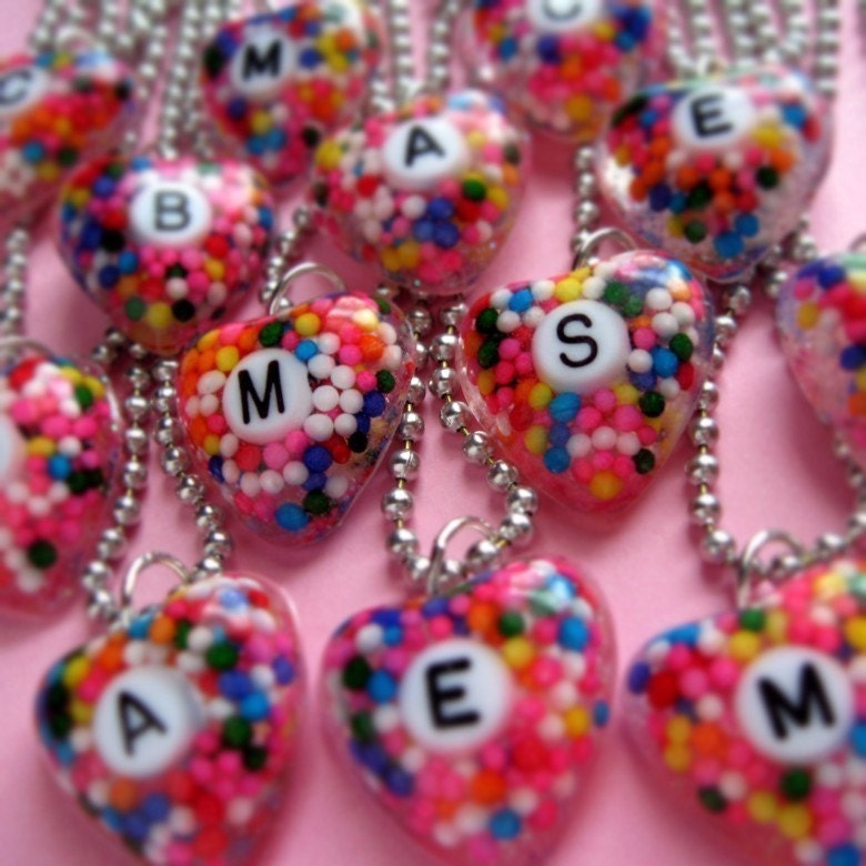 Personalized with Your Initial or Letter ...Original Mini Sugarlove Sprinkles Heart Keepsake Necklace by isewcute