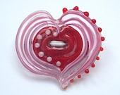 Sweet Heart  lampwork glass Button-Brooch hand made by YasminSivan