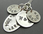 Family Charm Necklace - SYLVIA Hand Stamped Sterling Silver Family Charm Necklace Personalized by E. Ria Designs