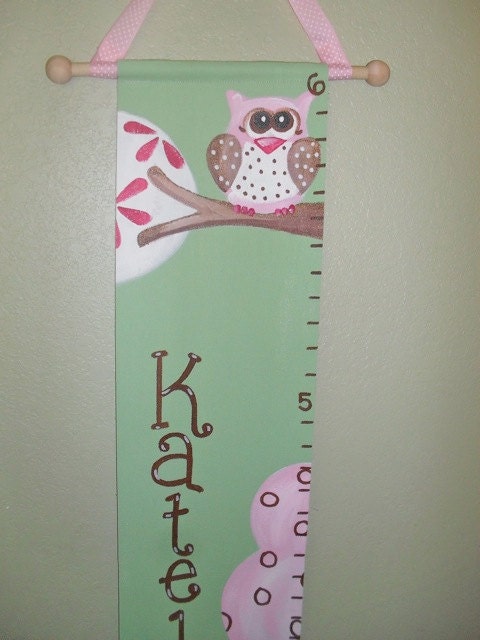 Brooke Owl Canvas Growth Chart Made to Order