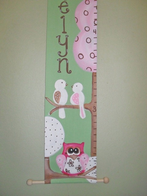 Brooke Owl Canvas Growth Chart Made to Order