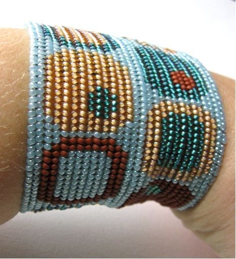 Offset Squares Herringbone Cuff