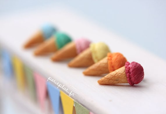 Ice Cream Earrings - Food Jewelry - Pastel in Blue, Mint Green, Pale Pink, Yellow, Orange and Fuchsia - IceCream Collection