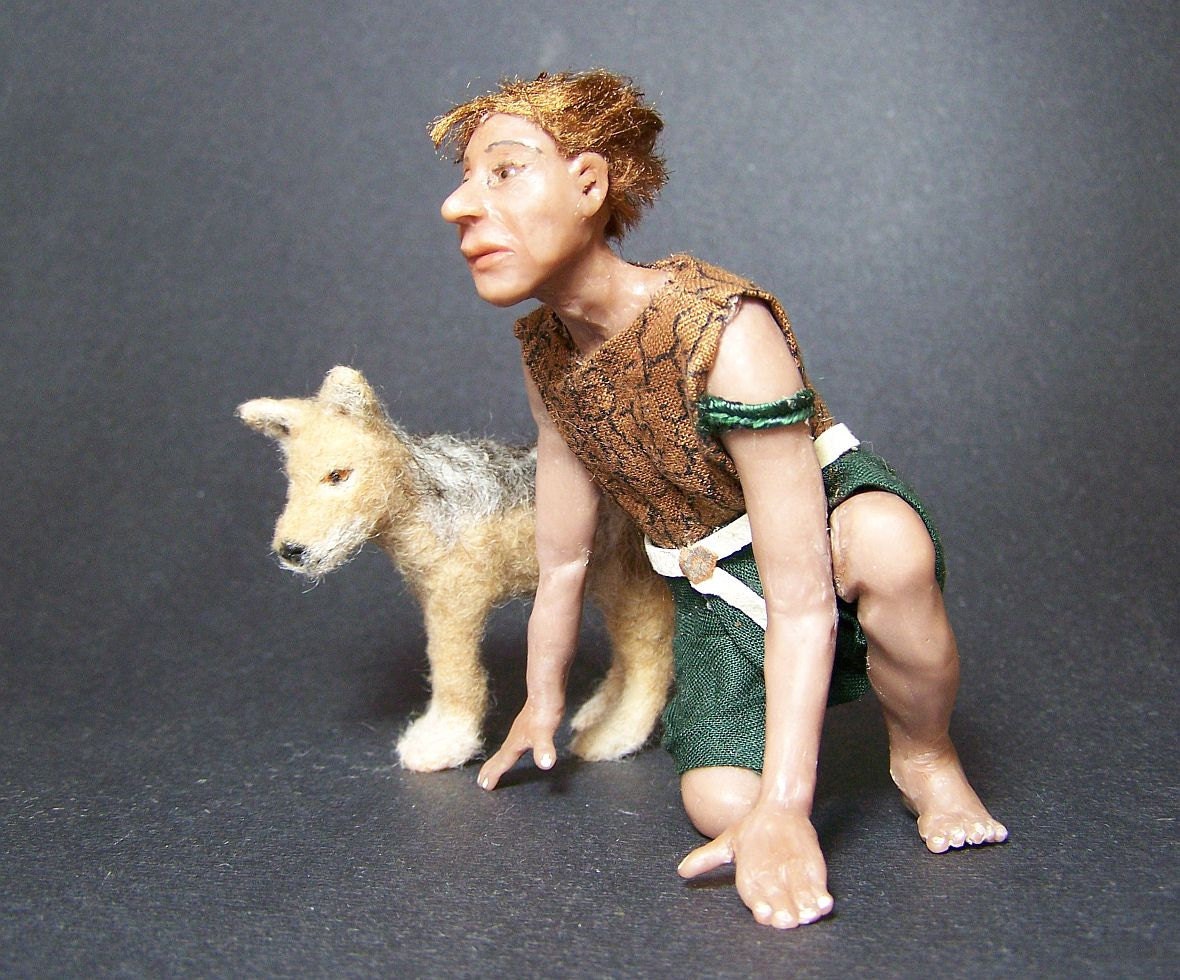 Jack and Jackal - one-of-a-kind animal/man figures made by CWPoppets