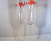 Red heart toasting glasses--set of 2