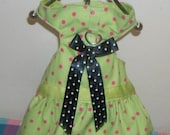 Medium Lime Green Poka Dot Dog Dress Puppy  Yorkie poodle    Free Shipping  in USA