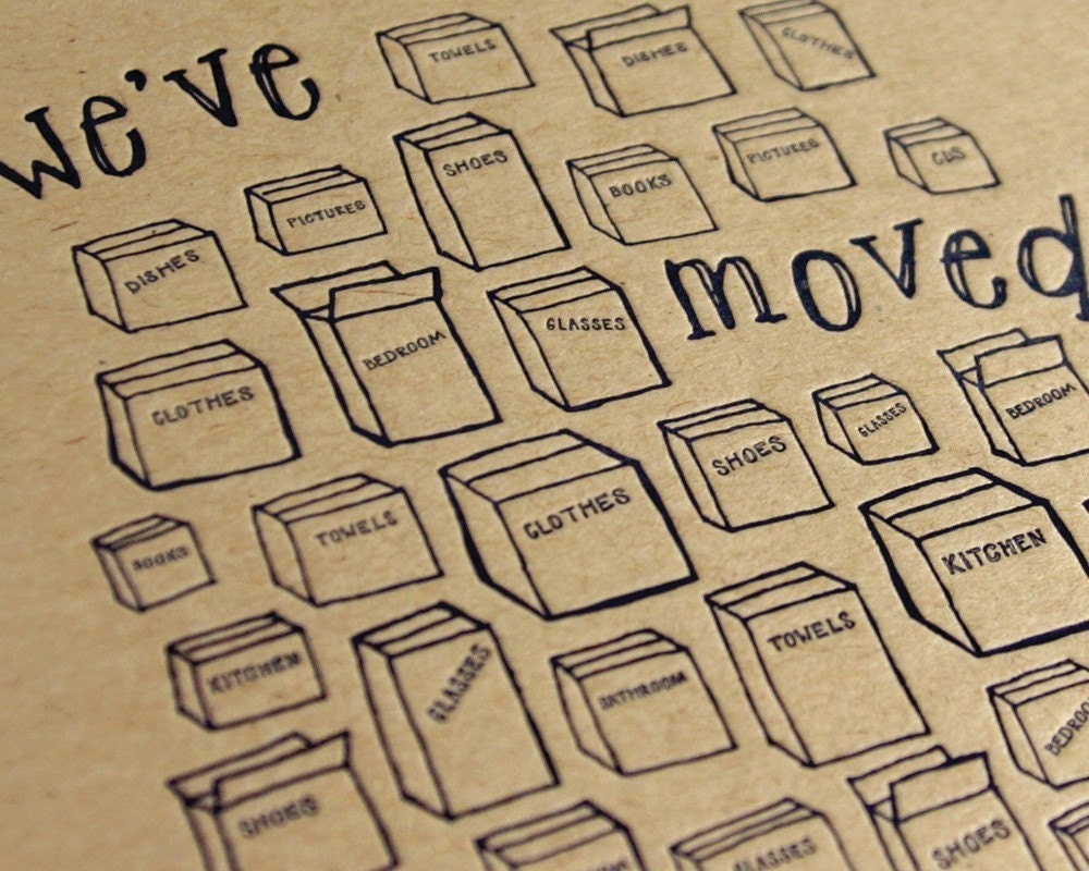We've Moved letterpress new address announcements