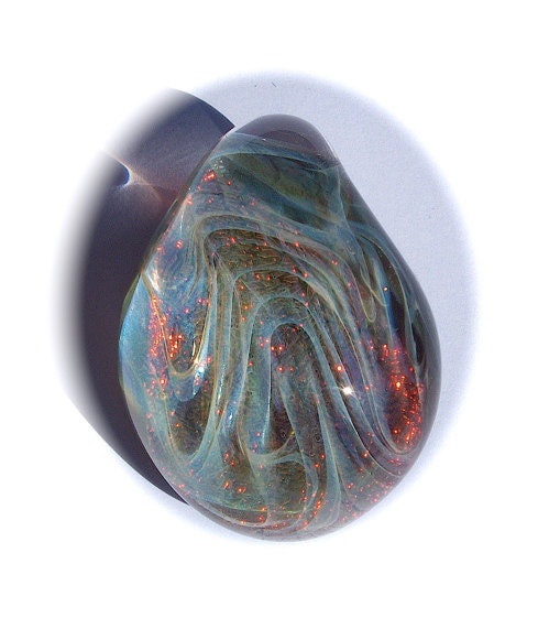 Glass Pendant with Silver Fuming Sparkly Dichroic Background