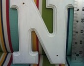 Wooden White Capital Letter N "N" 6 inches