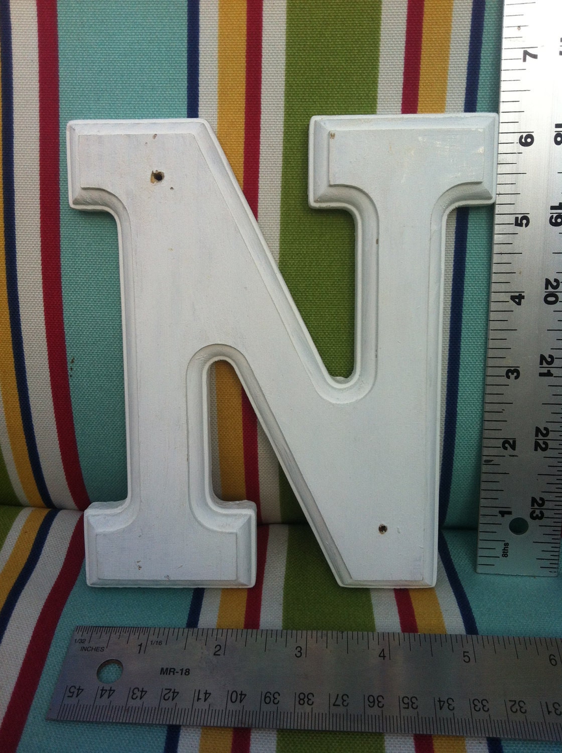 Wooden White Capital Letter N "N" 6 inches