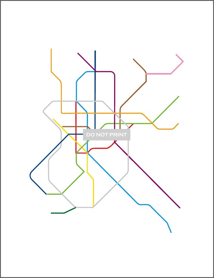 Madrid Subway Map ( LINE ART ) - 8.5 x 11 PRINT