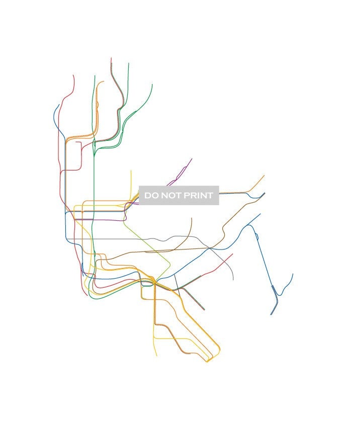 NYC Subway Map ( LINE ART ) - 16 x 20 Print